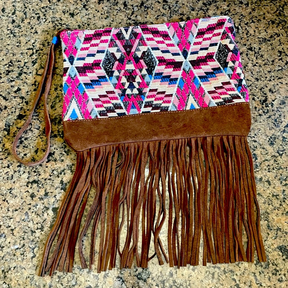 Boho Hippie Western Style clutch with handle